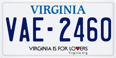 VA license plate VAE2460