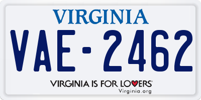 VA license plate VAE2462