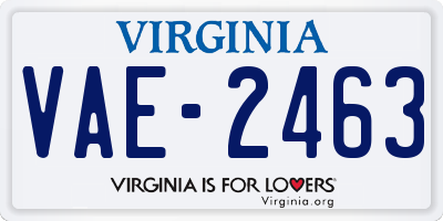 VA license plate VAE2463