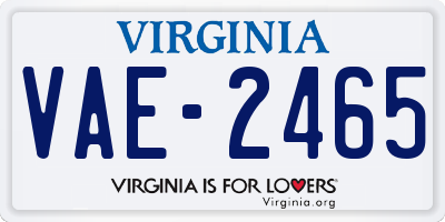 VA license plate VAE2465