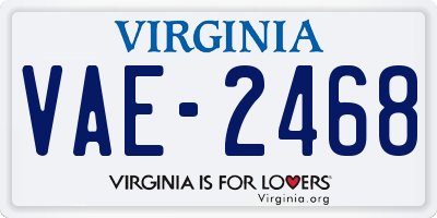VA license plate VAE2468