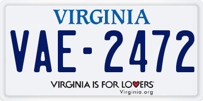 VA license plate VAE2472