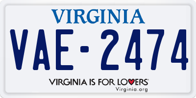 VA license plate VAE2474