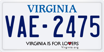 VA license plate VAE2475