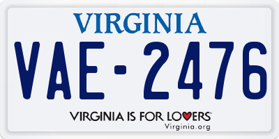 VA license plate VAE2476