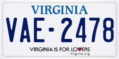 VA license plate VAE2478