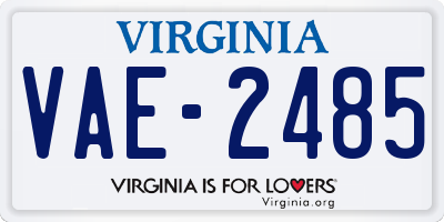 VA license plate VAE2485