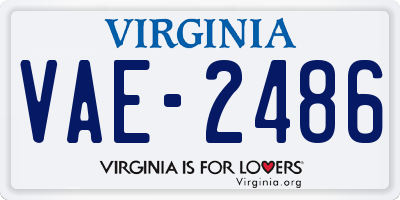 VA license plate VAE2486