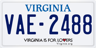 VA license plate VAE2488