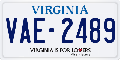 VA license plate VAE2489