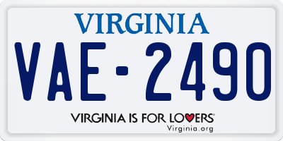 VA license plate VAE2490