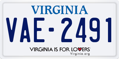 VA license plate VAE2491