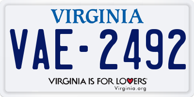VA license plate VAE2492
