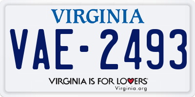 VA license plate VAE2493