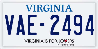 VA license plate VAE2494