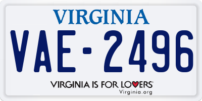 VA license plate VAE2496