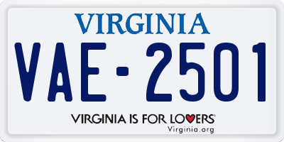 VA license plate VAE2501