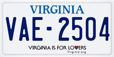 VA license plate VAE2504