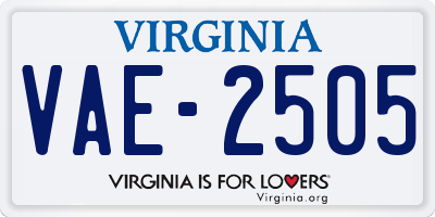 VA license plate VAE2505