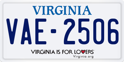 VA license plate VAE2506