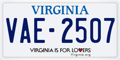 VA license plate VAE2507