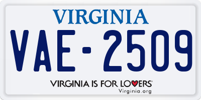 VA license plate VAE2509