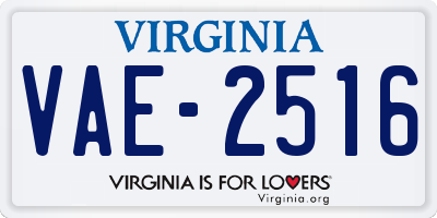 VA license plate VAE2516