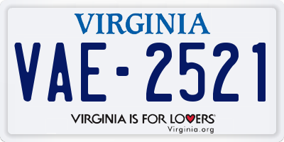 VA license plate VAE2521