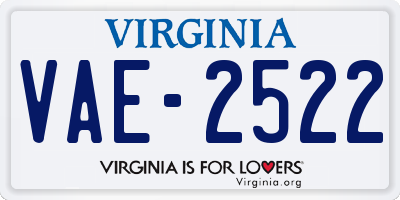 VA license plate VAE2522