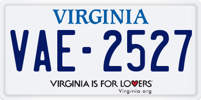 VA license plate VAE2527
