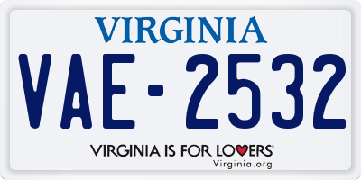 VA license plate VAE2532