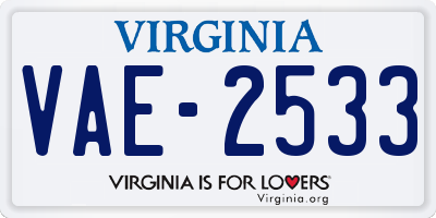 VA license plate VAE2533