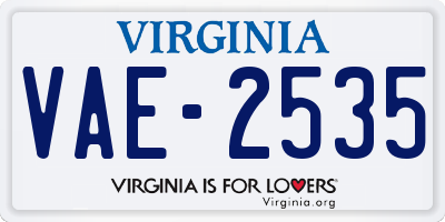 VA license plate VAE2535