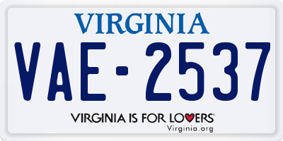 VA license plate VAE2537