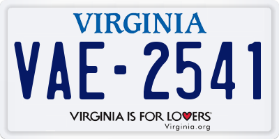 VA license plate VAE2541
