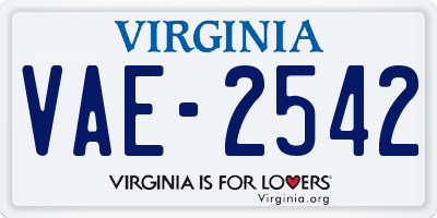 VA license plate VAE2542