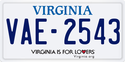 VA license plate VAE2543