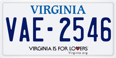 VA license plate VAE2546