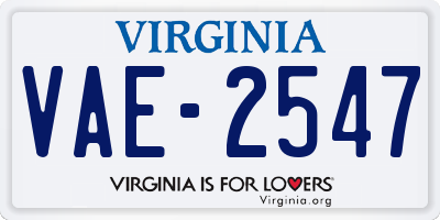 VA license plate VAE2547