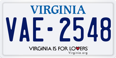 VA license plate VAE2548