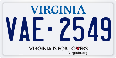 VA license plate VAE2549