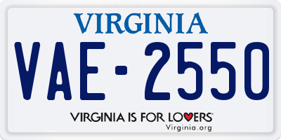 VA license plate VAE2550