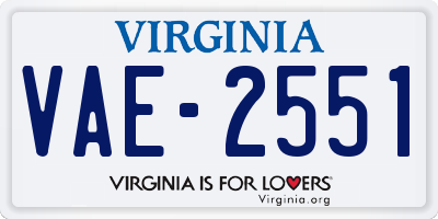 VA license plate VAE2551