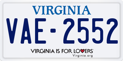 VA license plate VAE2552