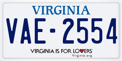 VA license plate VAE2554