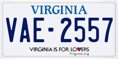 VA license plate VAE2557