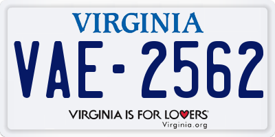 VA license plate VAE2562