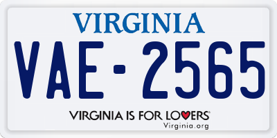 VA license plate VAE2565