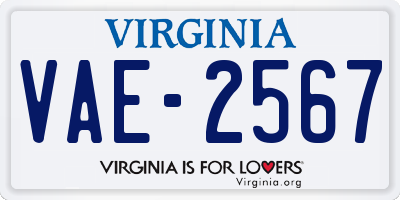 VA license plate VAE2567