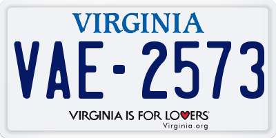 VA license plate VAE2573